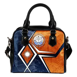 Marshall Islands Shoulder Handbag - Marshall Islands Flag With Polynesian Patterns