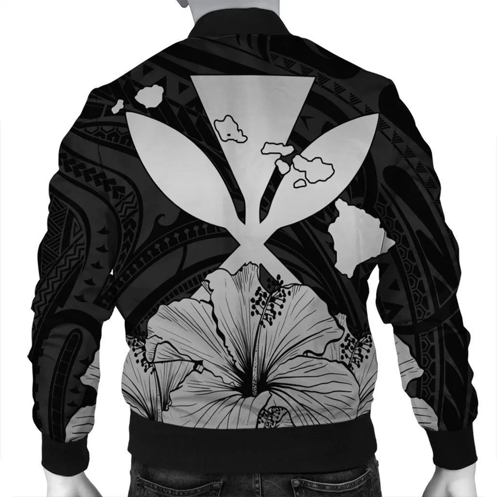 Hawaiian Kanaka Bomber Jacket Hibiscus Polynesian Love - Gray - AH