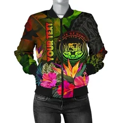 FamilyGater Jacket - Bomber Jacket Polynesian Hawaii Polynesian Personalised - Hibiscus and Banana Leaves - BN15