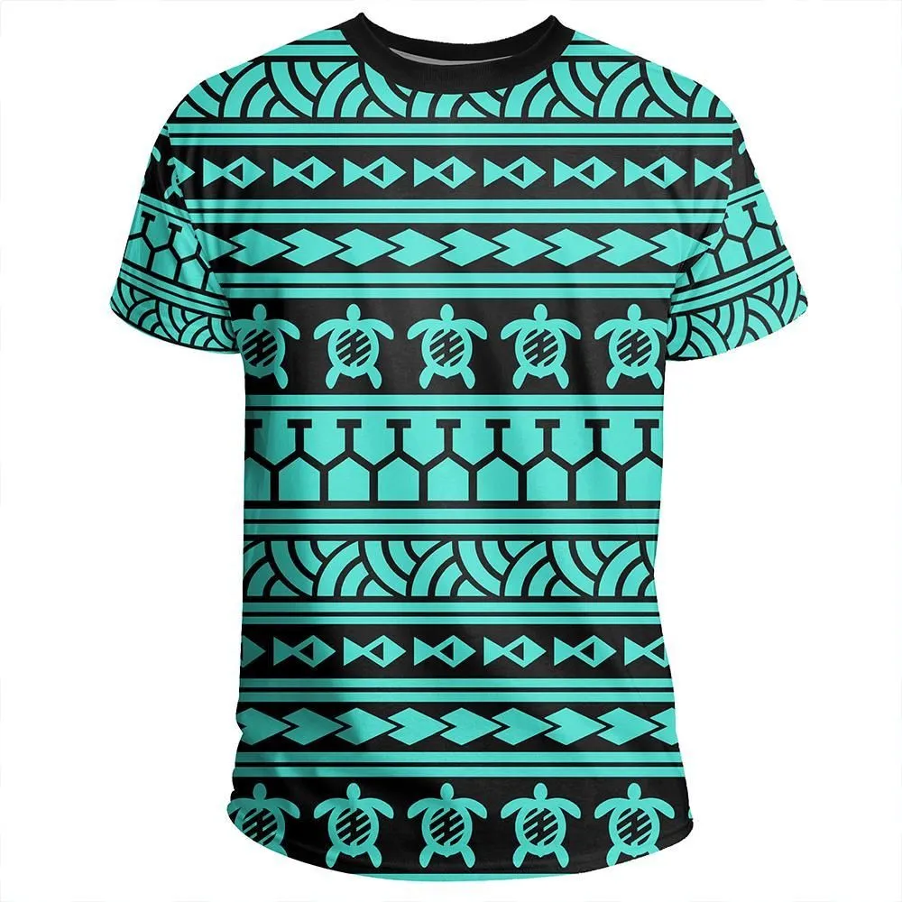 Polynesian Tattoo Tribal Turquoise T-Shirt
