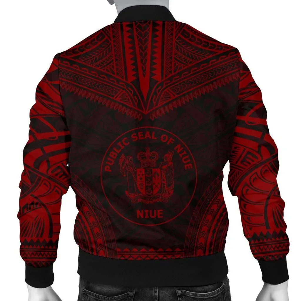 Niue Polynesian Chief Men's Bomber Jacket - Red Version - Bn10
