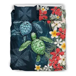 Wallis and Futuna Bedding Set - Sea Turtle Tropical Hibiscus And Plumeria A24