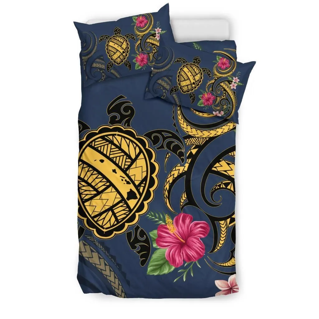 Hawaii Polynesian Turtle Hibiscus Plumeria Bedding Set - Nane Style