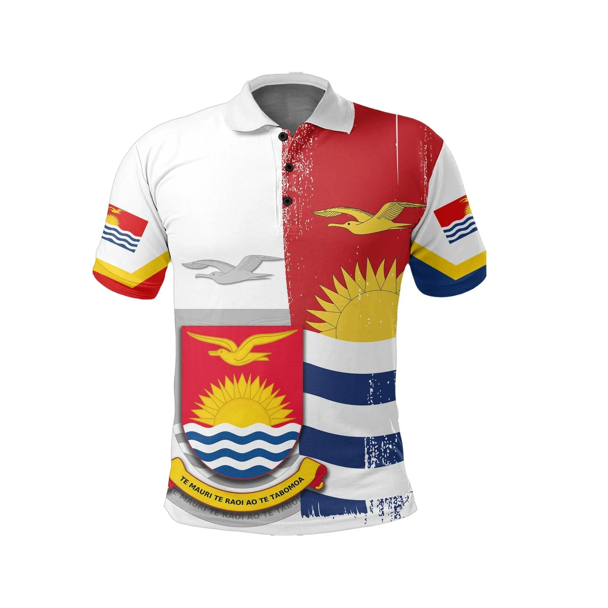 Alohawaii Shirt - Polo Shirt Kiribati Flag Coat Of Arm - J4