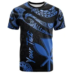 Hawaii Kanaka Maoli Polynesian Custom Personalised T Shirt - Poly Tattoo Blue Version