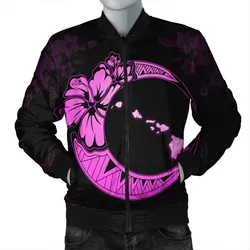 Alohawaii Jacket - Hawaiian Map Hibiscus Turtle Polynesian Moon Bomber Jacket Pink - AH - JR