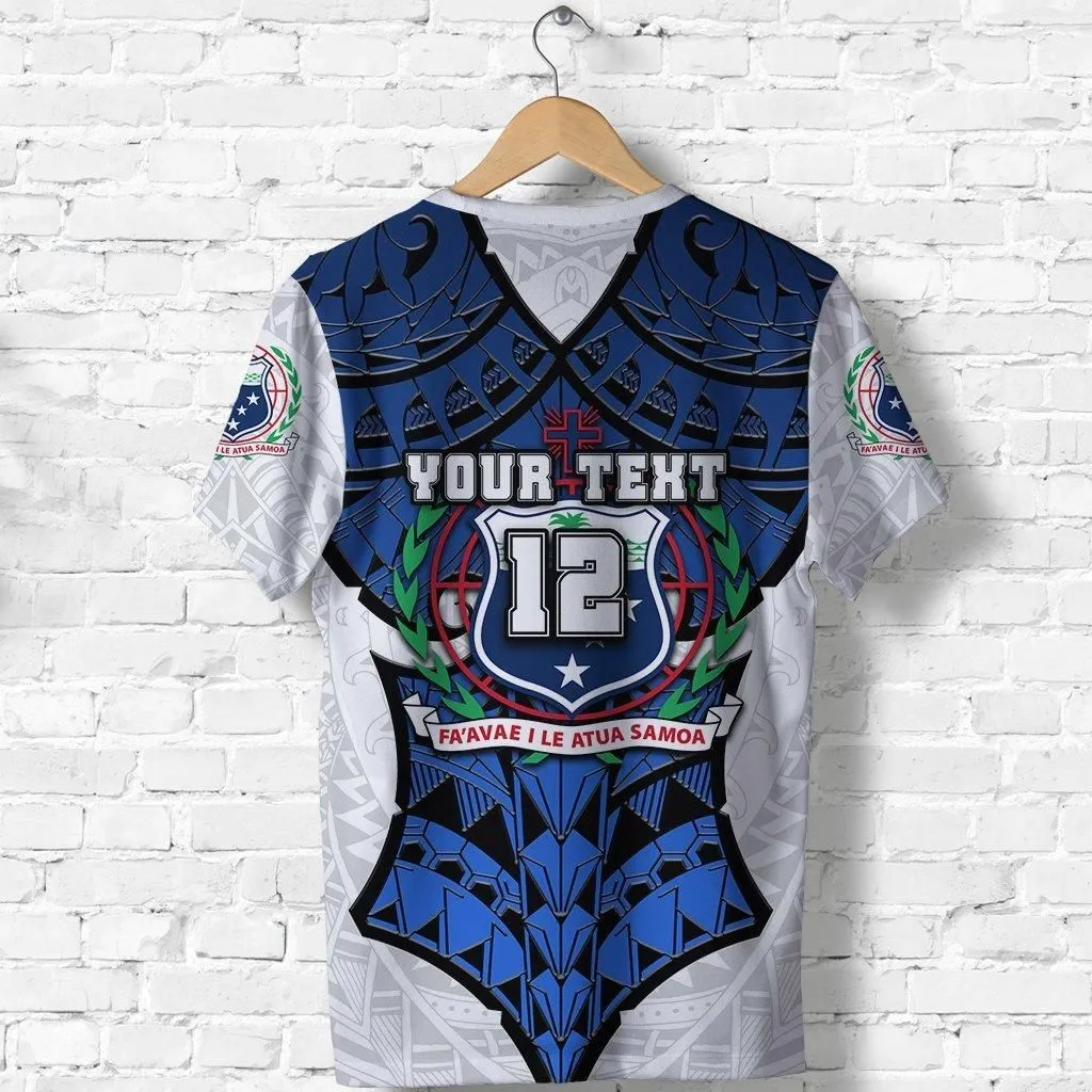 (Custom Personalised) American Samoa Rugby T Shirt Armor Style - White