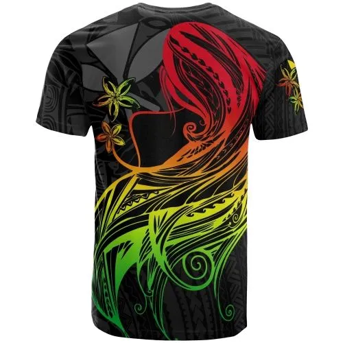 Polynesian Hawaii T shirt - Kanaka Maoli Girl Hair Plumeria