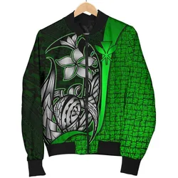 Polynesian Hawaii Men Bomber Jacket Green - Turtle with Hook