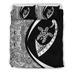 Hawaiian Turtle Fish Hook Hibiscus Polynesian Bedding Set - Circle Style