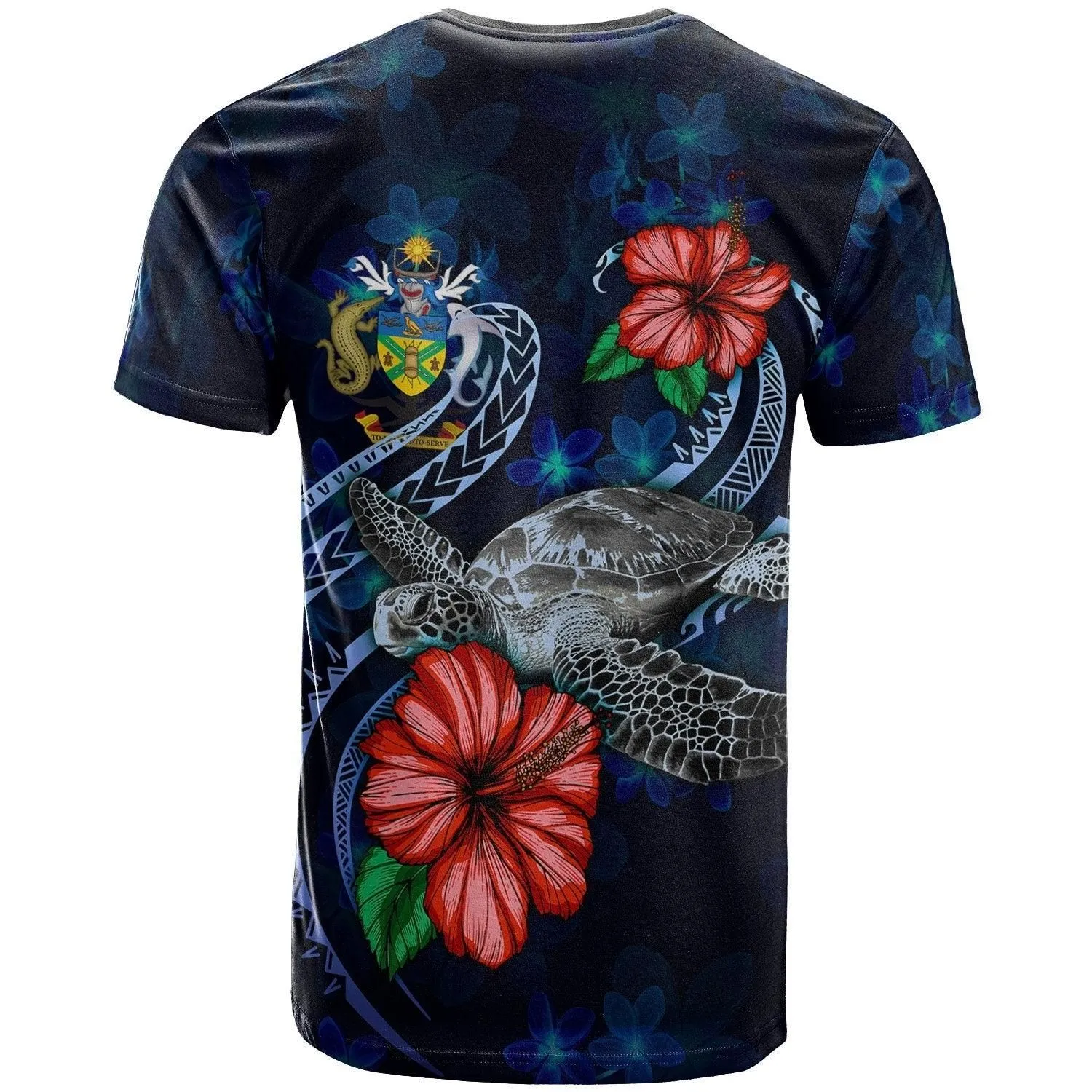 Solomon Islands Polynesian T shirt - Blue Turtle Hibiscus