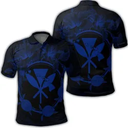 Hawaii Kanaka Turtle Hibiscus Polynesian Polo Shirt - Anthea Style Blue - AH