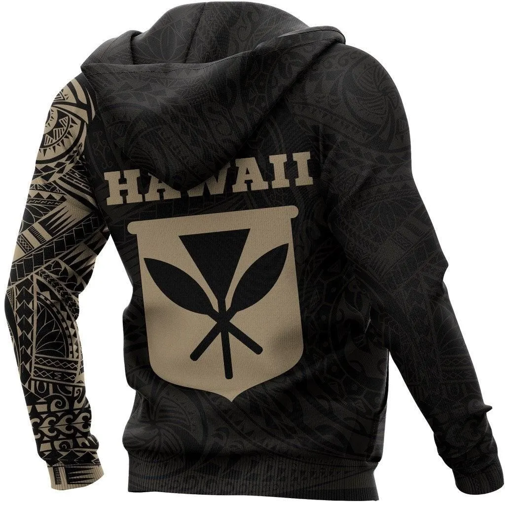 Polynesian Hoodie - Kanaka Maoli Flag Polynesian Tattoo Style New