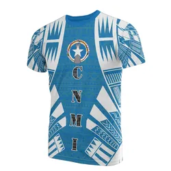 Northern Mariana Islands T shirt - C N M I Flag Polynesian Tattoo Blue Style