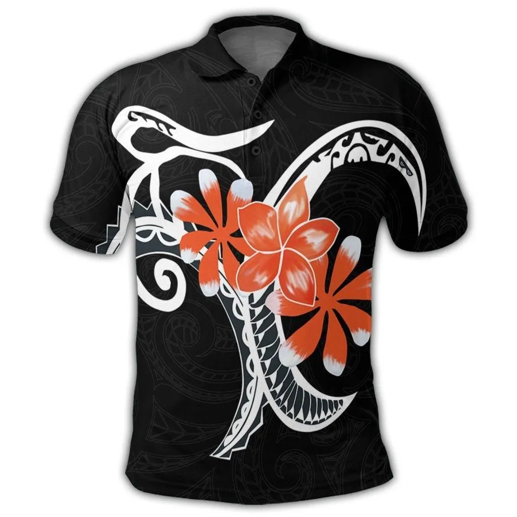 Hawaiian Plumeria Polynesian Orange Polo Shirt - AH