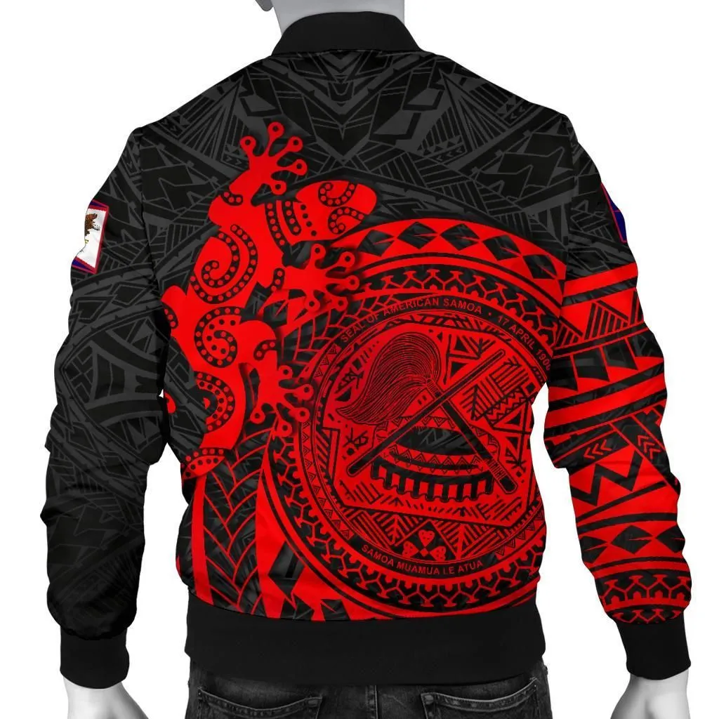 American Samoa Men's Bomber Jacket - Polynesian Lizard - BN15