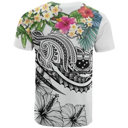 Polynesian Samoa T-Shirt - Summer Plumeria (White)