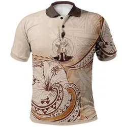 Vanuatu Polo Shirt - Hibiscus Flowers Vintage Style