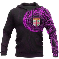 Fiji In My Heart Polynesian Tattoo Style Hoodie Pink A7