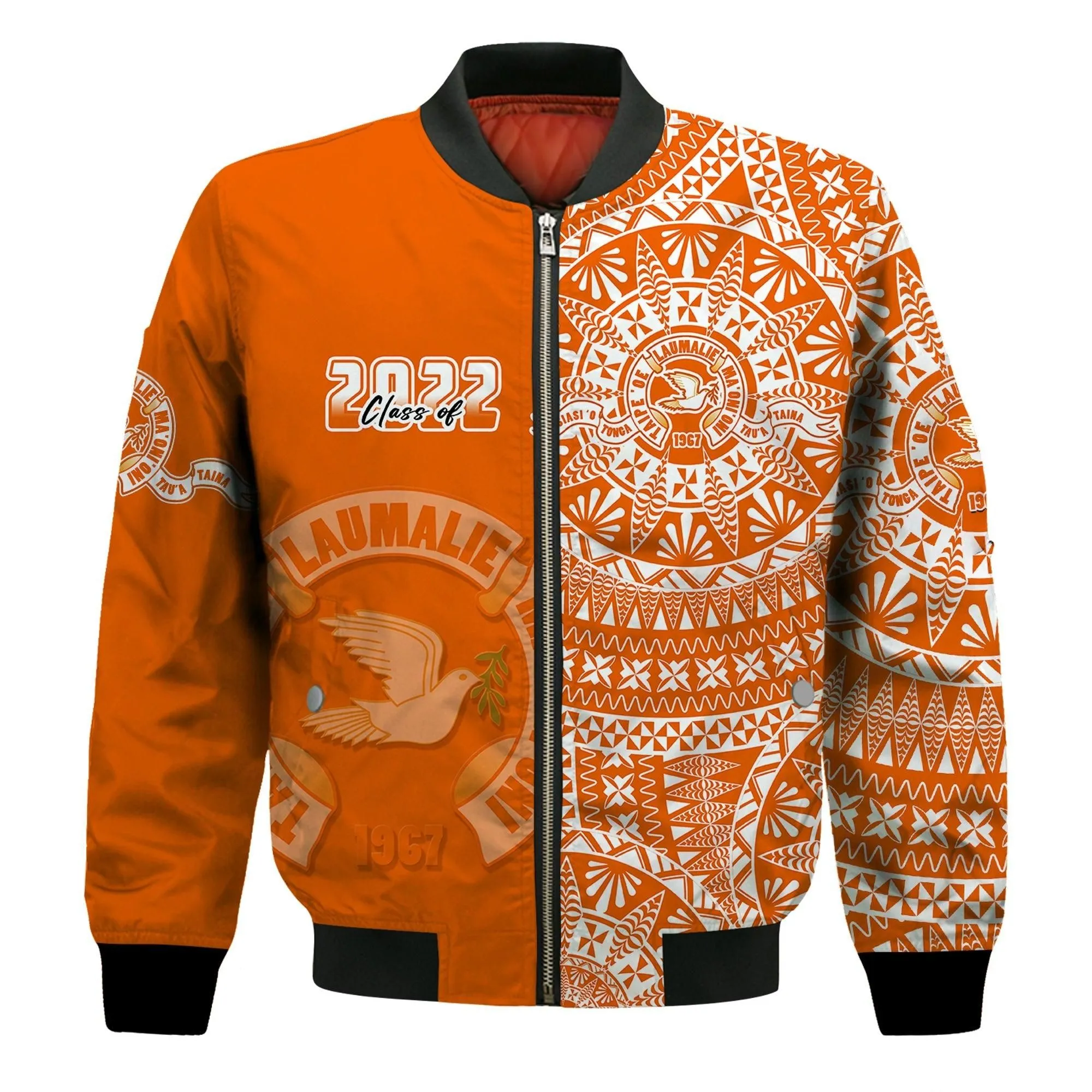 (Custom Text And Number) Tailulu Tonga College Bomber Jacket Class Of Year Tongan Ngatu Pattern LT14