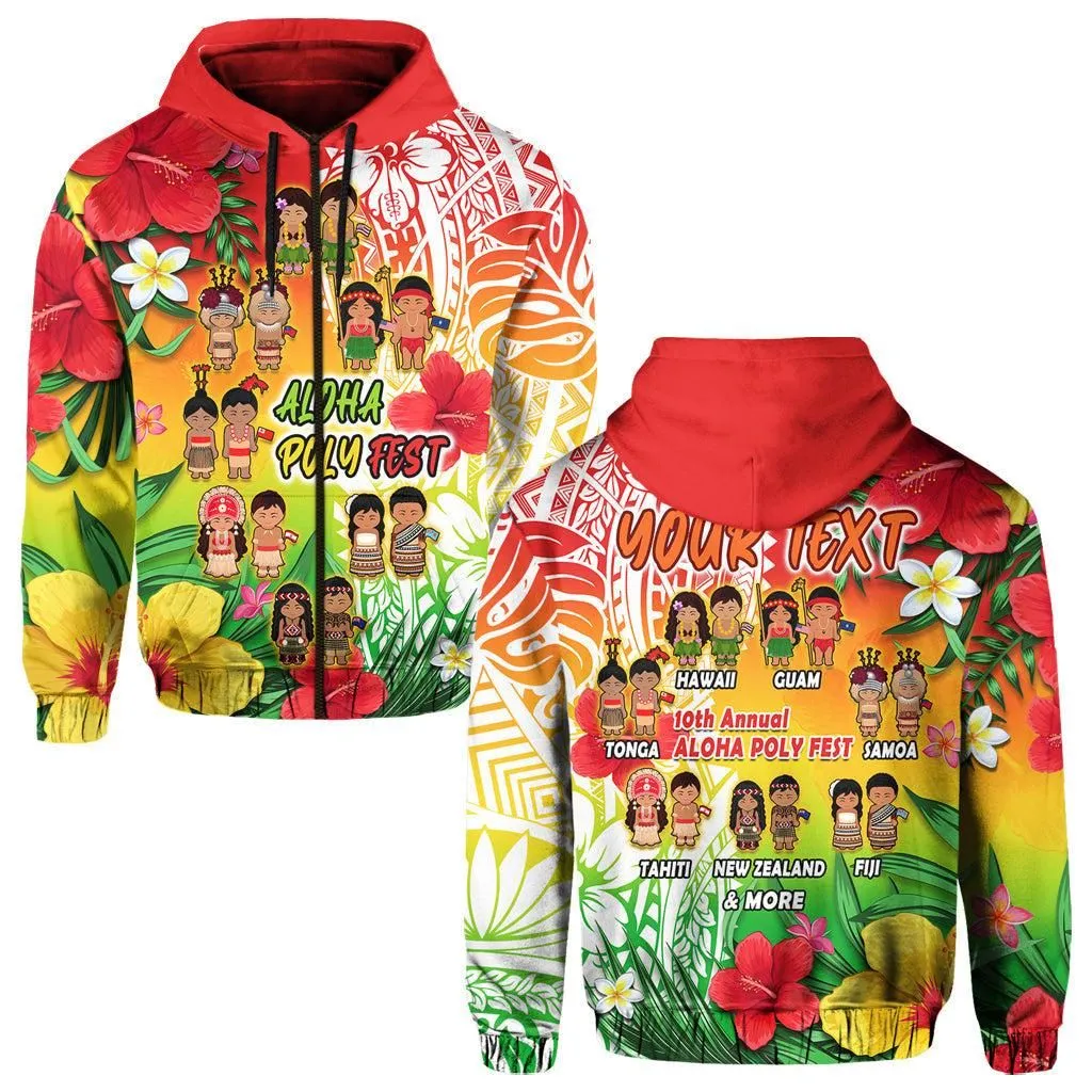 Custom Personalised Aloha Poly Fest Hoodie Polynesian Pattern With Tropical Flowers LT14