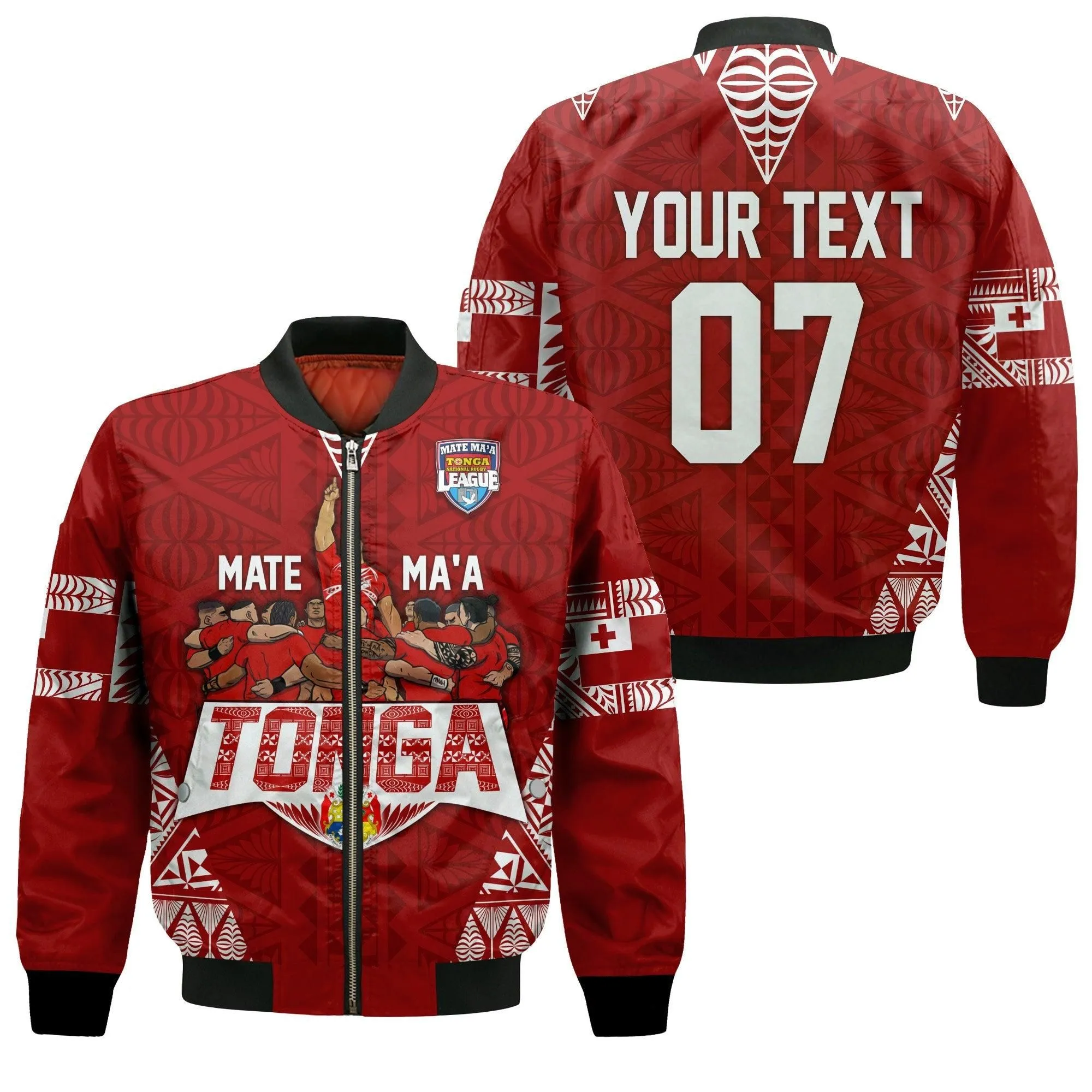 Personalised Tonga Rugby Bomber Jacket Mate Maa Tonga Warriors LT7
