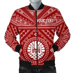 FamilyGater Jacket - Bomber Jacket Tahiti Personalised - Tahiti Seal In Polynesian Tattoo Style (Red) -BN25
