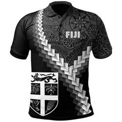 Alohawaii Shirt - Polo Shirt Fiji - Coat Of Arms With Polynesian Tattoo White - BN22
