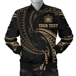 Samoa Polynesian Custom Personalised Mens Bomber Jacket - Gold Tribal Wave