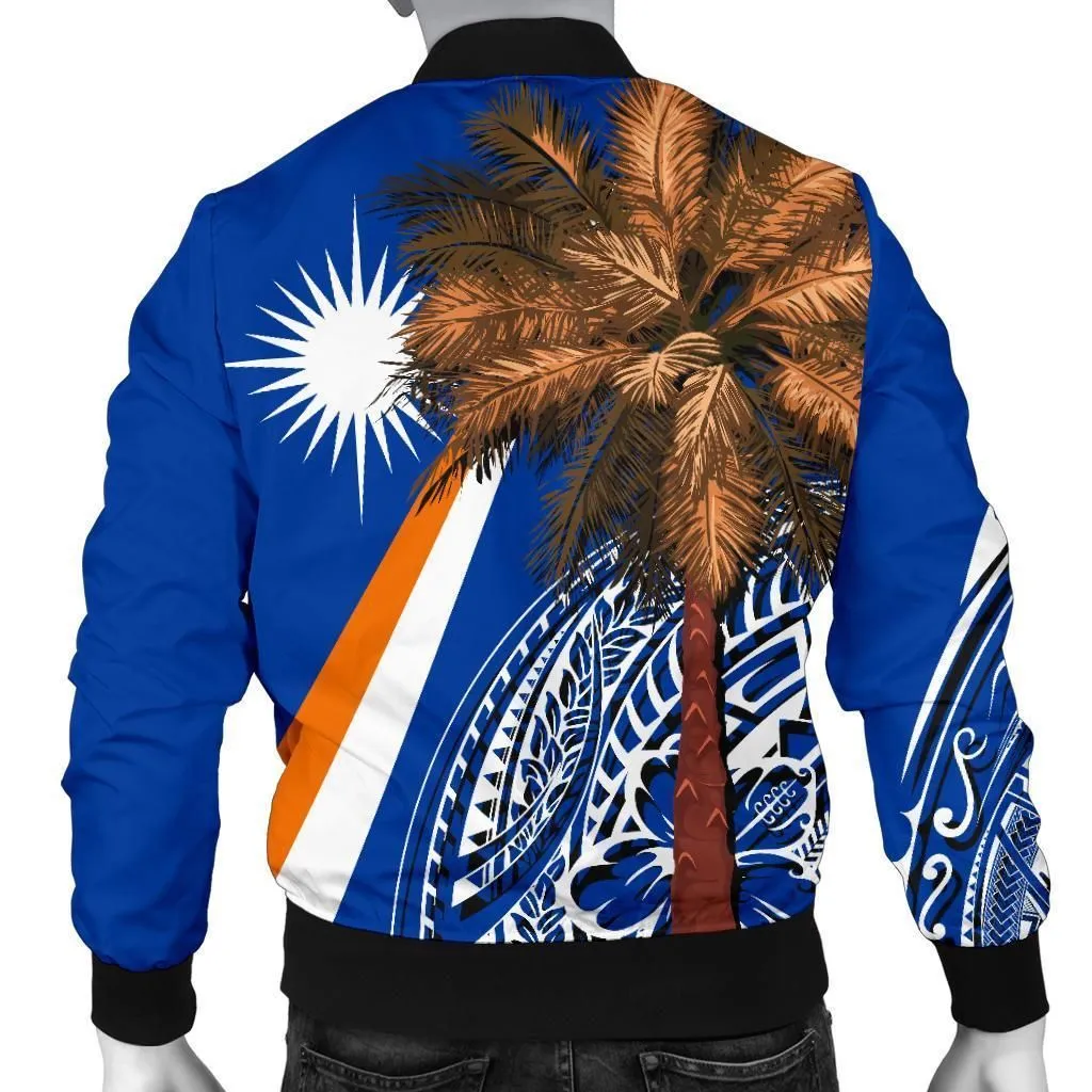 Mashall Islands Polynesian Mens Bomber Jacket - Palm Tree