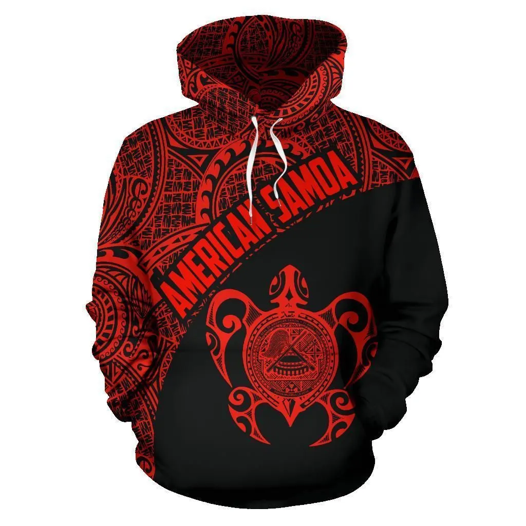 American Samoa Hoodie - American Samoa Seal In Turtle Polynesian Tattoo Red