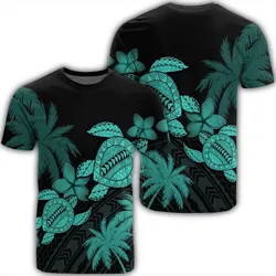 Alohawaii Tee - Hawaii Turtle Plumeria Coconut Tree Polynesian T-shirt Turquoise - AH - J4R