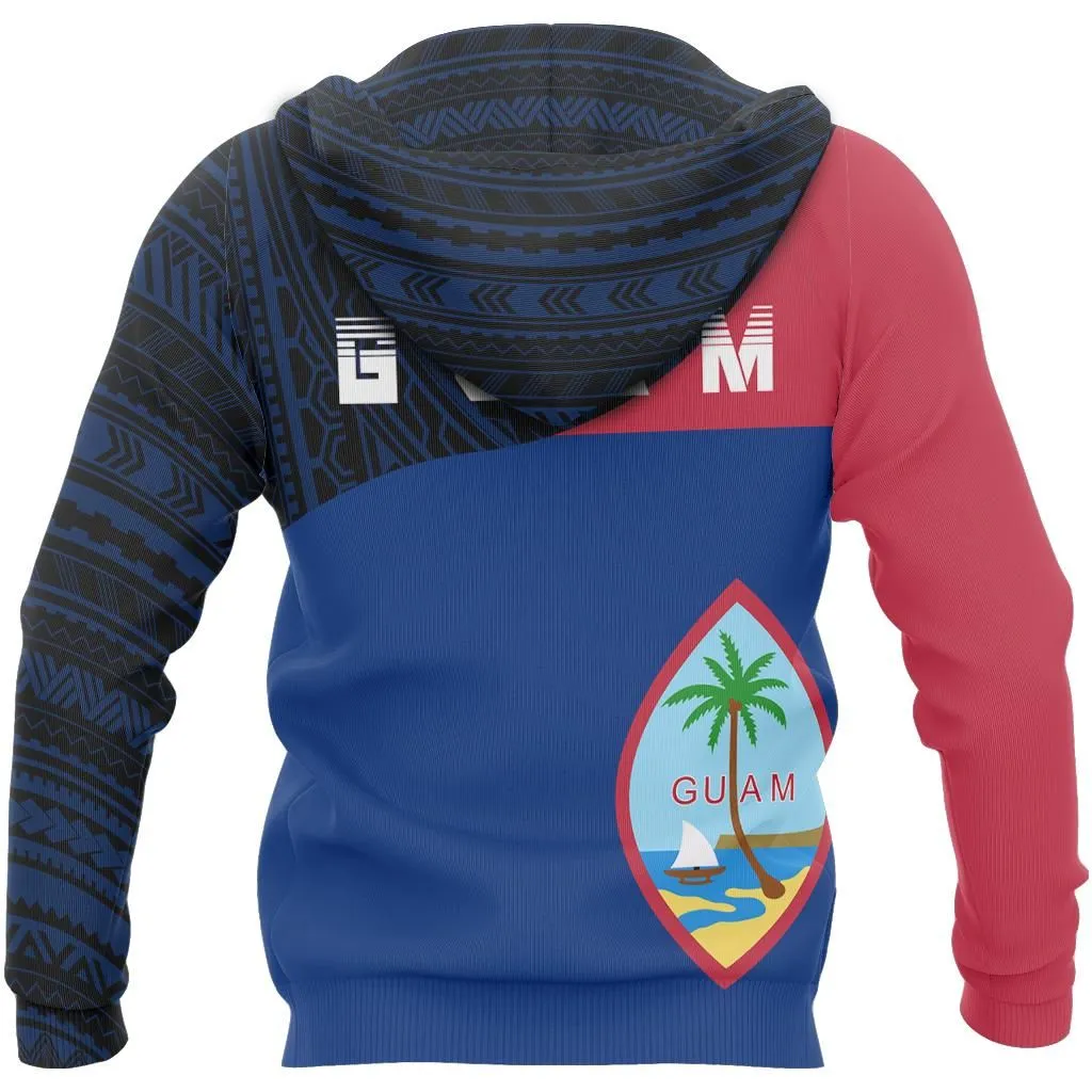 Guam Pullover Hoodie - Guam Flag Polynesian Tattoo