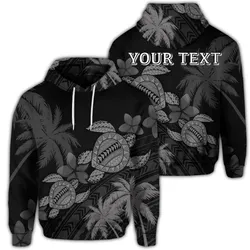 Alohawaii Hoodie - (Personalised) Hawaii Turtle Plumeria Coconut Tree Polynesian Hoodie - Gray - AH - J4R