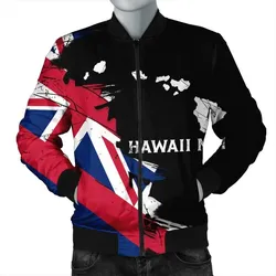 FamilyGater Jacket - Hawaiian Flag Hawaii Map Nei Polynesian Bomber Jacket - Classic Style - J5R