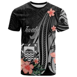 Tuvalu T shirt - Polynesian Hibiscus Pattern Style
