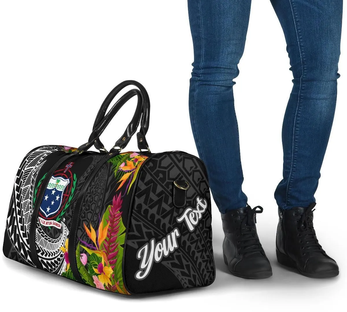 Samoa Travel Bag - Custom Personalised Seal Spiral Polynesian Patterns