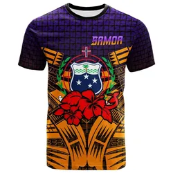 Samoa T shirt Hibiscus With Tribal LT12