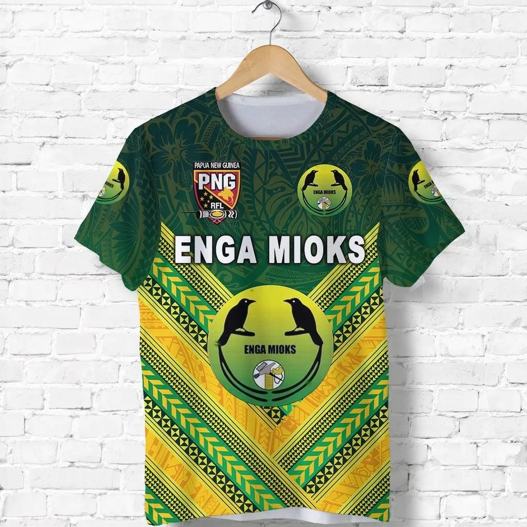 (Custom Personalised) Papua New Guinea Enga Mioks T Shirt Rugby Original Style - Green, Custom Text And Number LT8