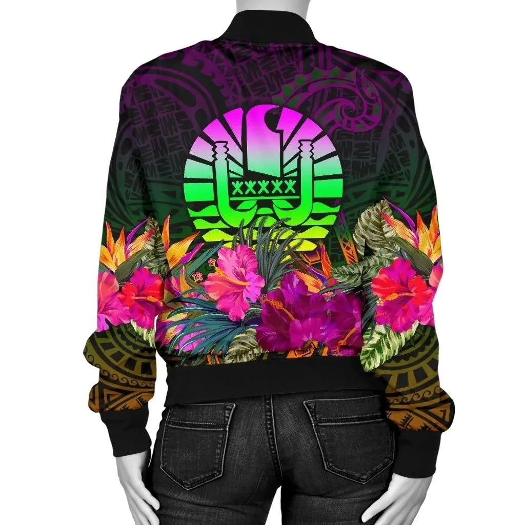 FamilyGater Jacket - Bomber Jacket Tahiti Personalised - Summer Hibiscus - bn15