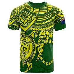Cook Islands Polynesian T Shirt - Cook Islands Flag Turtle Hibiscus