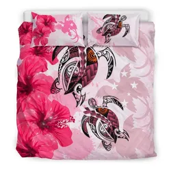 Polynesian Papua New Guinea Polynesia Turtle Hibiscus Pink A Bedding Set Camlije