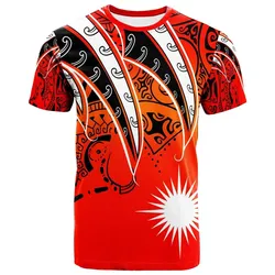 Marshall Islands T shirt - Tropical Leaf Red Gradient Style