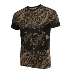 Hawaii All Over Polynesian Gold Sea Turtle Tattoo Unisex 3D T-Shirt All Over Print ONCHN