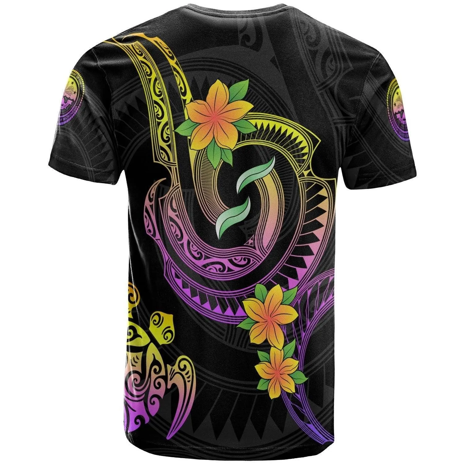 Federated States Of Micronesia Custom Personalised T-Shirt - Coat Of Arm with Spiral Patterns