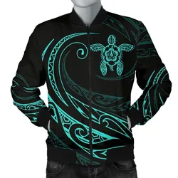 Hawaii Turtle Polynesian Men¥s Bomber Jacket - Turquoise - Frida Style