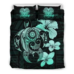 FamilyGater Bedding Set - Cover and Pillow Cases Papua New Guinea Hibiscus Plumeria Mix Polynesian Violet Turtle - J1