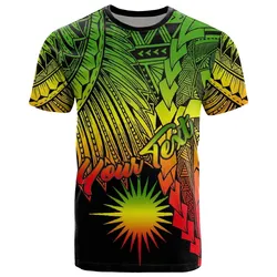 Marshall Islands Polynesian Custom Personalised T Shirt - Tribal Wave Tattoo Reggae