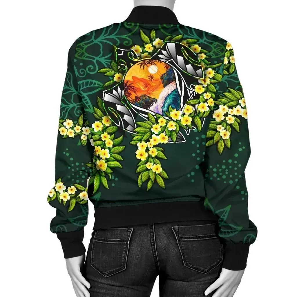 Alohawaii Jacket - Bomber Jacket Polynesian Hawaii Ti Leaf Lei Turtle - BN11