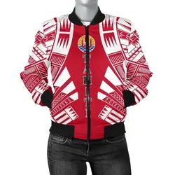 Tahiti Women Bomber Jacket - Polynesian Tattoo Flag - BN0110